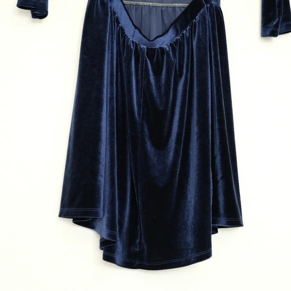Forever 21 Blue Velvet Velour Criss Cross Back Party Cocktail Formal Mini Dress - Picture 9 of 11